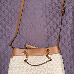 Michael Kors Brown and Cream Shoulder Bag